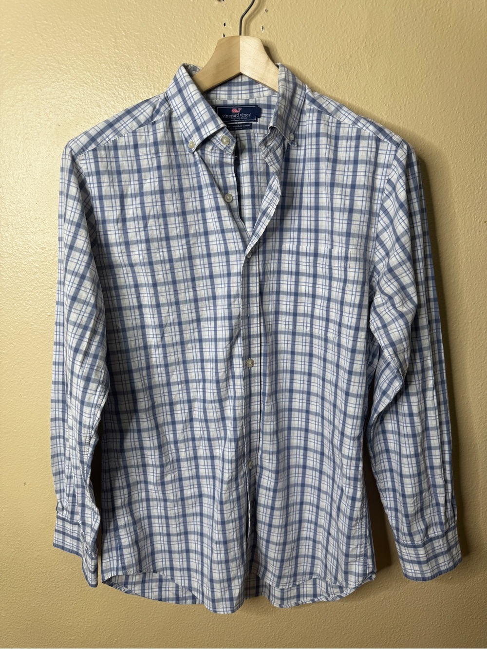 Vineyard Vines Murray Shirt Men’s Medium Blue Plaid Slim Fit Cotton Button Down